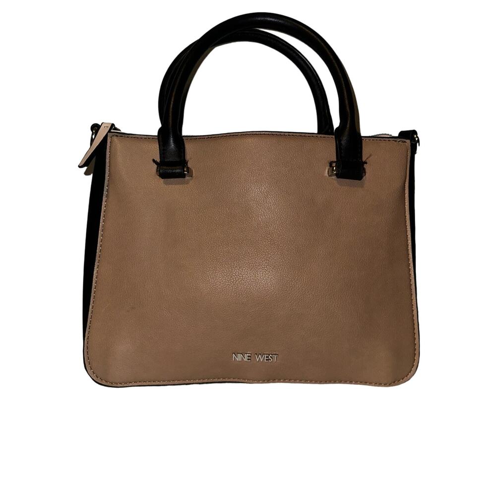 Nine West Kameron Satchel Purse Bag 3 Compartment Zip Closure No Shoulder Strap